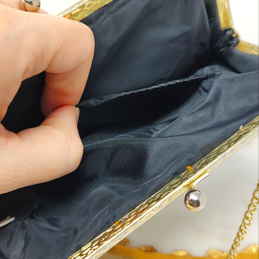 Vintage Walborg black floral embroidered clutch handbag - Picture 10 of 13